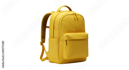 Yellow Backpack Illustration Isolated on Transparent Black Background