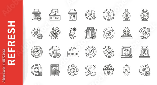Refresh & Reload Line Icons - Editable Vector Set for UI/UX Updates & Data Synchronization