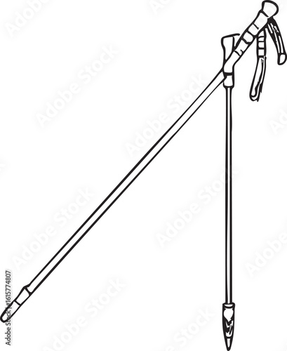Two Hiking Poles Illustration: Telescopic Trekking Sticks for Mountain Activity