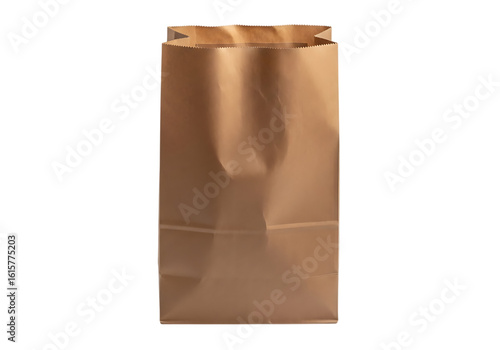 Empty Light Brown Paper Grocery Bag; Studio Shot, Neutral Background, transparent background