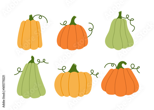 Set of vector pumpkins for Halloween, Thanksgiving, harvest crafts, digital products or seasonal printables.