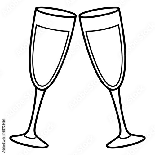 Champagne glass pare clinking together in celebratory toast  