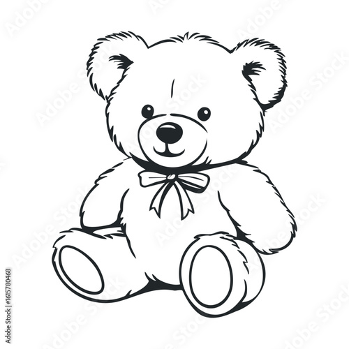 Cute teddy bear with bow illustration on white background
