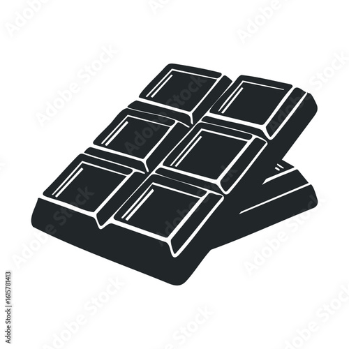 Illustration of a chocolate bar with two stacked pieces in black and white