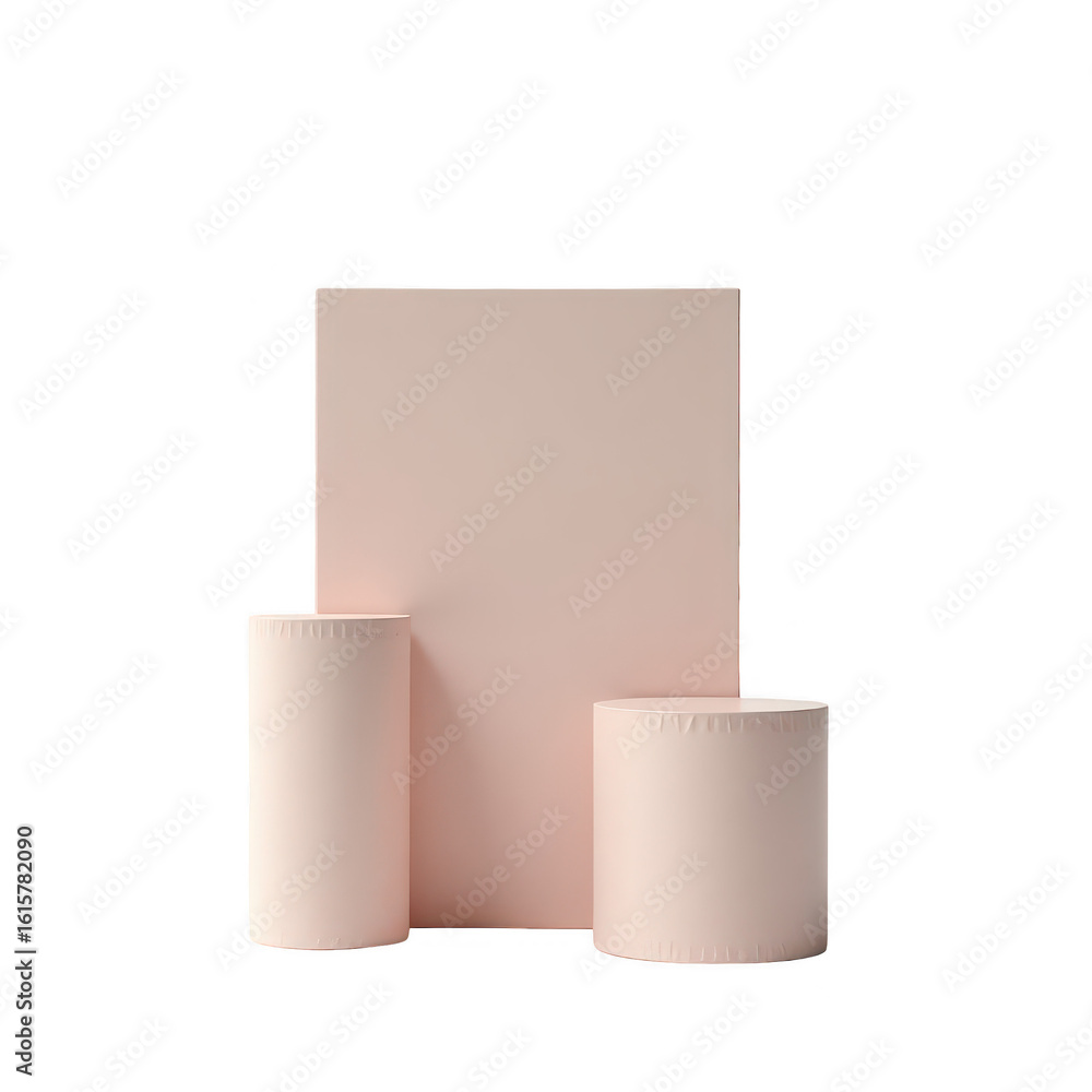 Obraz premium Light pink display podiums against a backdrop.