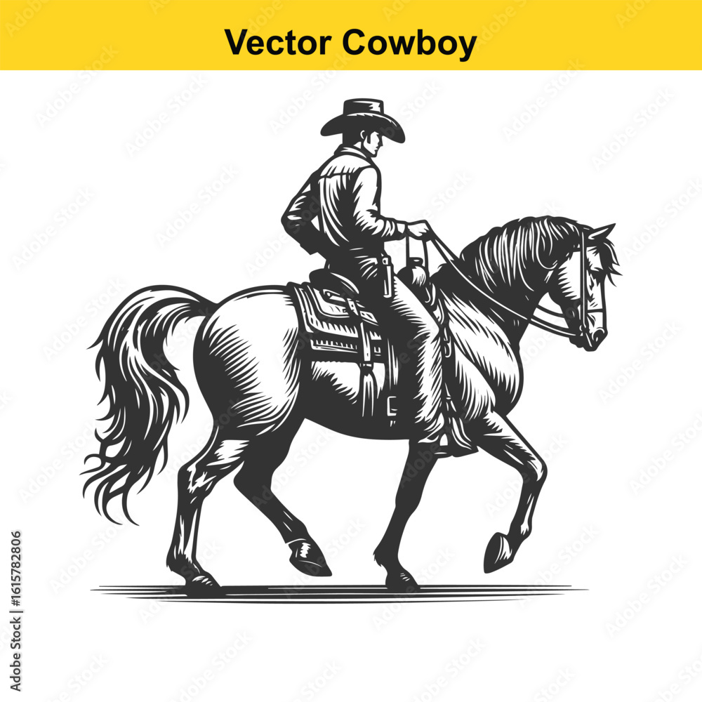 Obraz premium Western Cowboy Command: Reining Horse with Fierce Focus