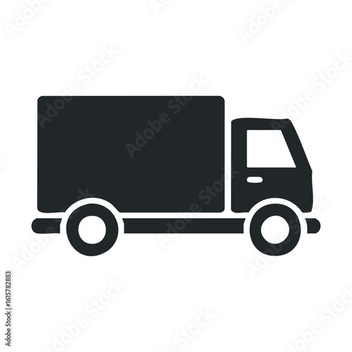 Simple black truck silhouette icon on white background