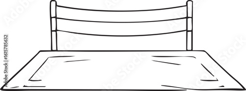 Simplified Line Drawing Of A Low Platform Bed Frame With Three Stringed Headboard