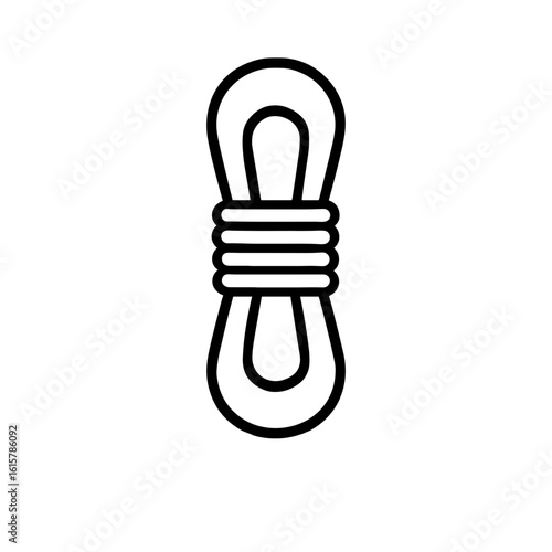 Climbing rope vector icon for mountaineering and safety – outline style