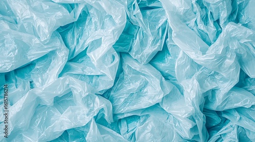 Wallpaper Mural A close-up image of crumpled light blue plastic bags creating a textured, chaotic pattern. Torontodigital.ca
