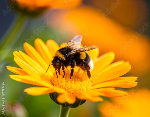 Wallpaper Mural Close-up of bee on vibrant flower Torontodigital.ca