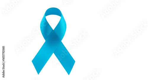 Teal Ribbon Illustration Isolated on Black Background Awareness Symbol