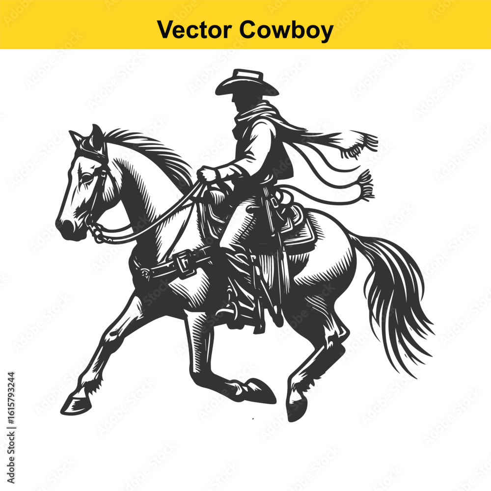 Obraz premium Western Cowboy Command: Reining Horse with Fierce Focus