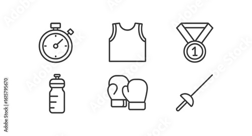 Sports and fitness line icon set. gym, workout, training, health, athletic icons