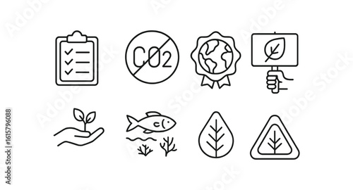 Environmental protection outline icon set. eco-friendly, sustainability symbols collection