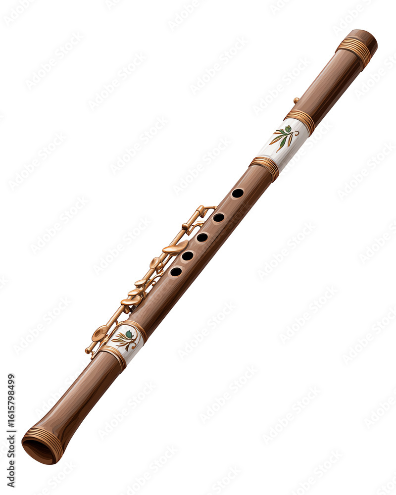Fototapeta premium Musical Woodwind Instrument: Exquisite handcrafted wind instrument, capturing its elegance and timeless charm.