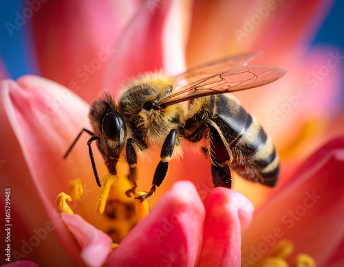 Wallpaper Mural Close-up of bee on vibrant pink flower Torontodigital.ca