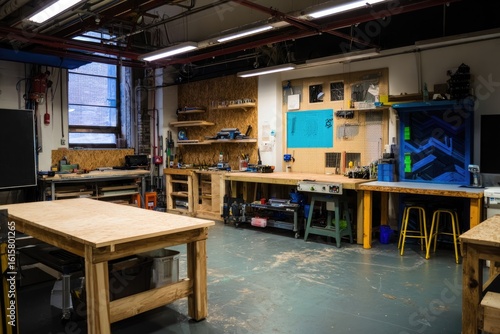 Fototapeta Naklejka Na Ścianę i Meble -  accessible maker space with adaptive tools and equipment enabling creative projects for disabled participants