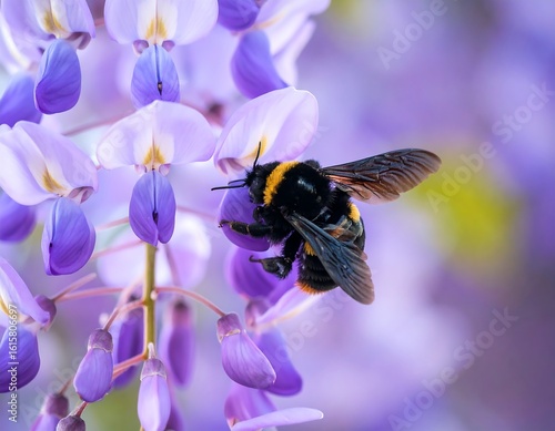 Wallpaper Mural Close-up of bee on wisteria flowers Torontodigital.ca