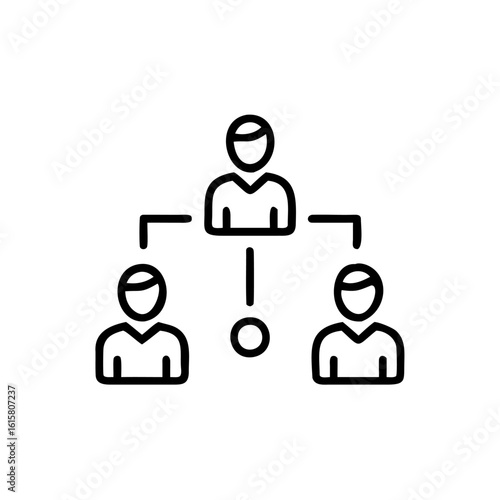 Outline icon three people in a hierarchy team group