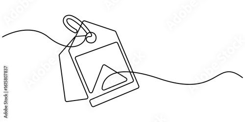 Black Friday sale concept in continuous line. Tag emblem with percent discount. Linear background of percent sign. Sale label, one line art , One continuous line drawing blank. Minimalist design.