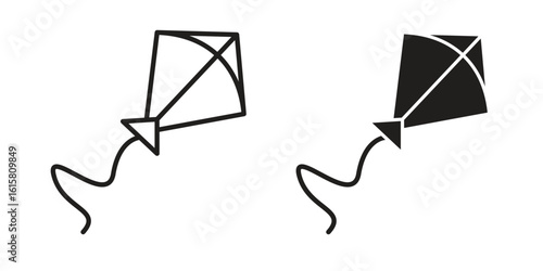 Kite icon graphic doodle, sketch, outline drawing Vector illustration