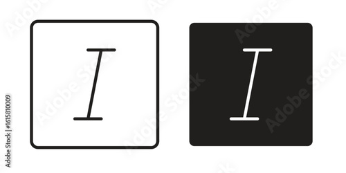 Italic button icon graphic doodle, sketch, outline drawing Vector illustration