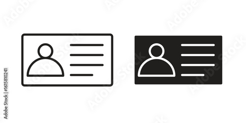 Identity card icon graphic doodle, sketch, outline drawing Vector illustration
