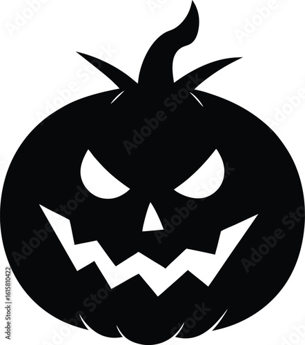 black silhouette a jack o  lantern on white backgr.eps