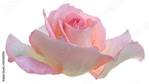 Wallpaper Mural A single fully bloomed rose with soft pink gradient petals, delicate translucent edges, and densely packed inner layers, Torontodigital.ca