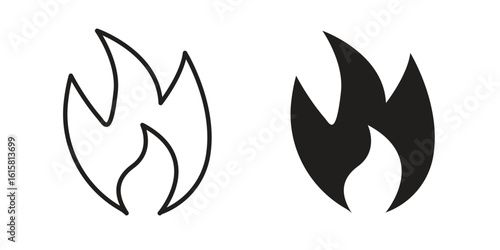 Flame icon graphic doodle, sketch, outline drawing Vector illustration