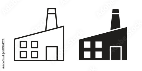 Factory icon graphic doodle, sketch, outline drawing Vector illustration