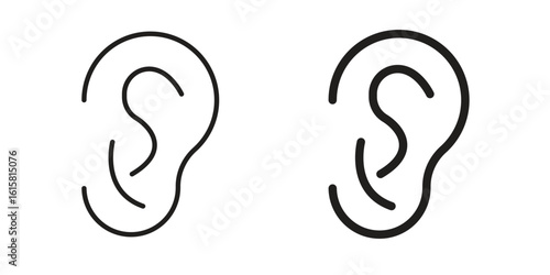 Ear icon graphic doodle, sketch, outline drawing Vector illustration