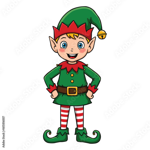 Cheerful Christmas Elf Ready for Holiday Fun