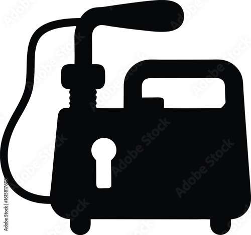 Black silhouette illustration of an air compressor unit ideal for various industrial and DIY applications equipment for inflating tires or spray painting projects