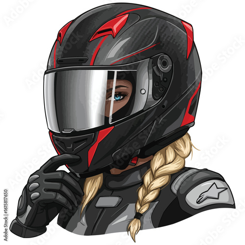 Female Racer in a Helmet A Stylish Illustration
