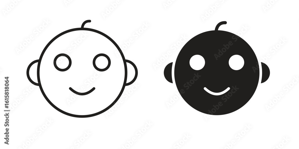 Fototapeta premium Child face icon graphic doodle, sketch, outline drawing Vector illustration