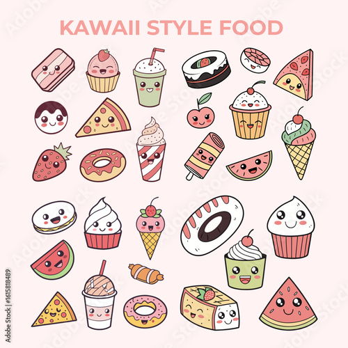 Kawaii Food Collection: Adorable Cartoon Desserts and Snacks