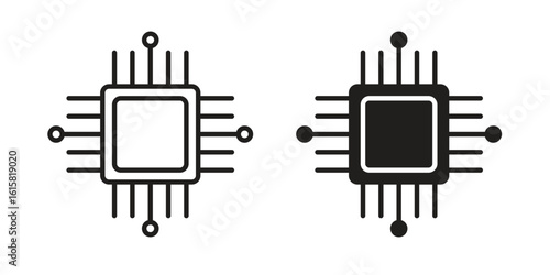 CPU icon graphic doodle, sketch, outline drawing Vector illustration