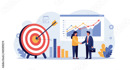 Business growth agreement: partnership for success with data analysis and target achievement