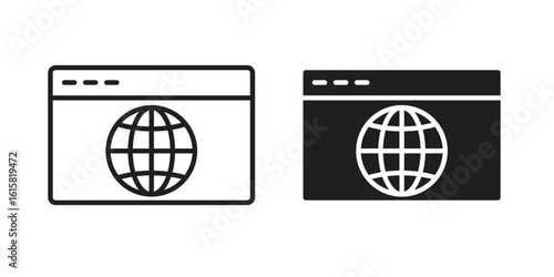 Browser icon graphic doodle, sketch, outline drawing Vector illustration