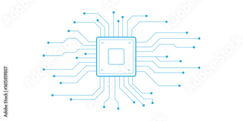 Abstract white blue digital technology futuristic circuit board background design. Technology dots lines connect network background.	