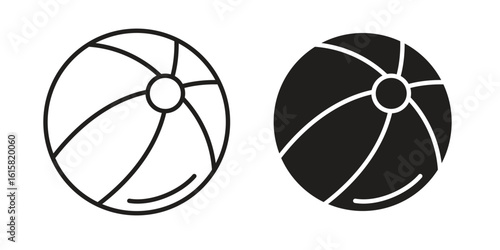 Beach ball icon graphic doodle, sketch, outline drawing Vector illustration