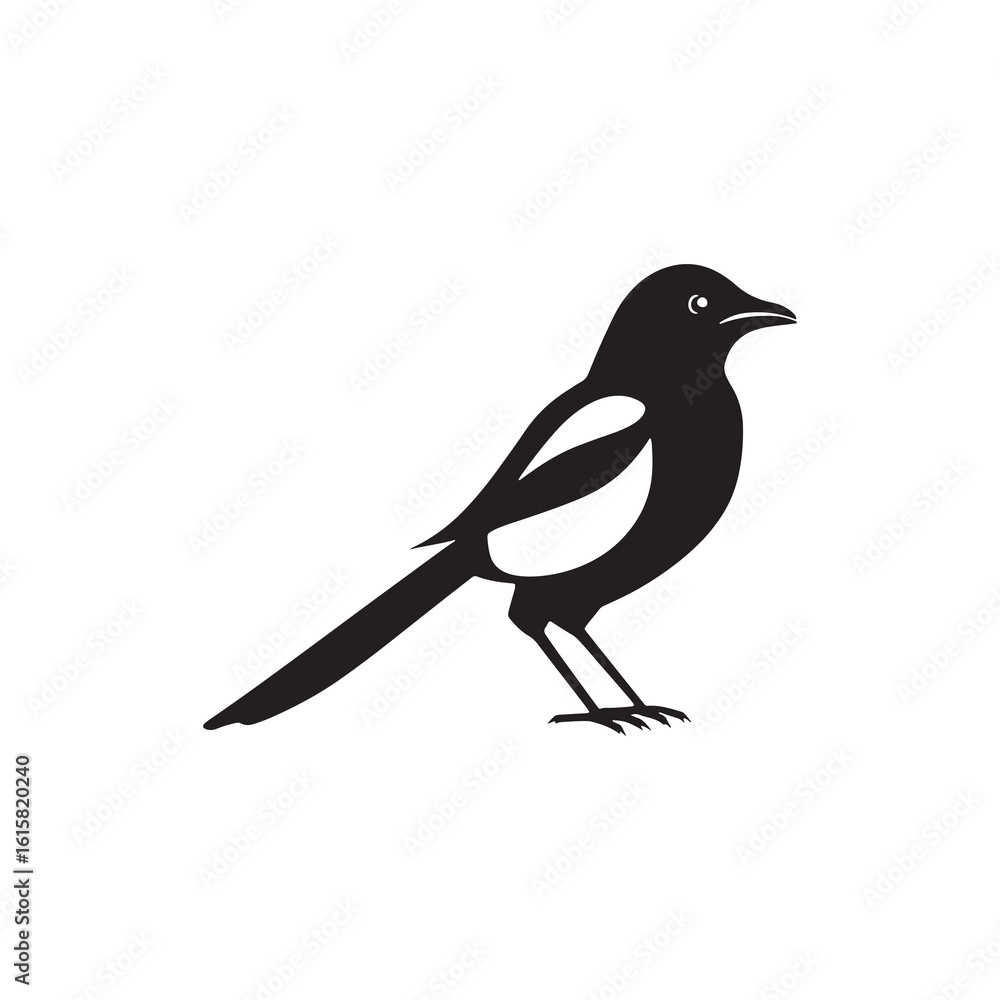 Fototapeta premium Minimalist Magpie Bird Silhouette Vector Illustration