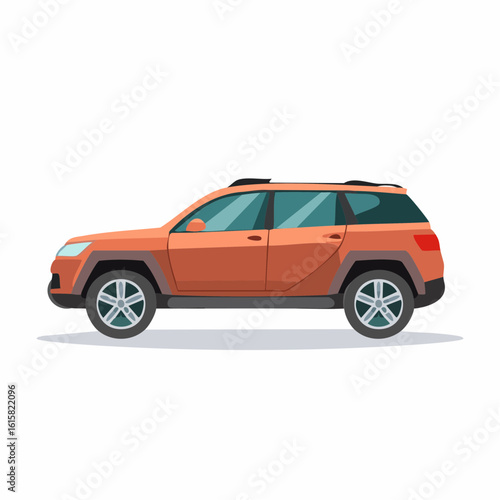 Illustration of a stylish orange SUV on a white background ready for any adventure