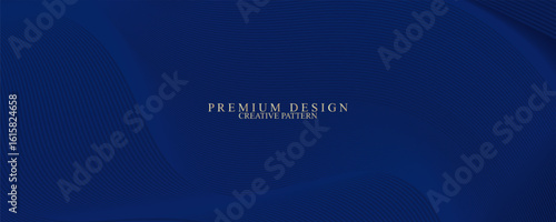 Premium background design with diagonal dark blue line pattern. Vector horizontal template for digital lux business banner, contemporary formal invitation, luxury voucher, prestigious gift certificate