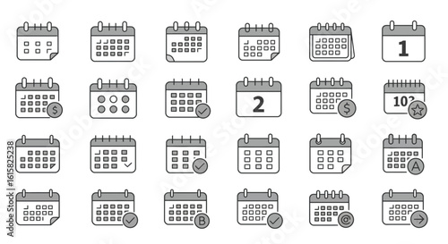 A comprehensive collection of calendar icon designs for scheduling and planning