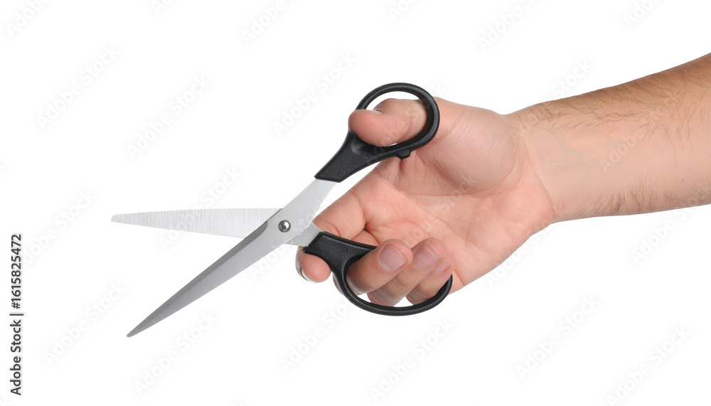 Sharp scissors held in hand, a closeup view of cutting precision closeup Sharp scissors held in hand, a closeup view of cutting precision closeup