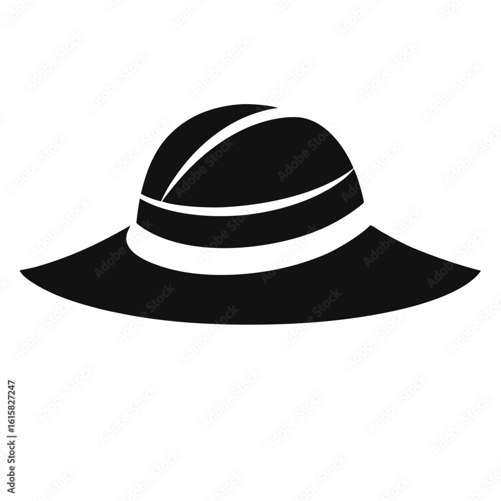 Classic sun hat silhouette a simple and elegant summer accessory isolated on white background Classic sun hat silhouette a simple and elegant summer accessory isolated on white background