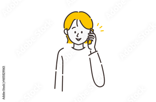 スマホを使っている女性のイラスト	
